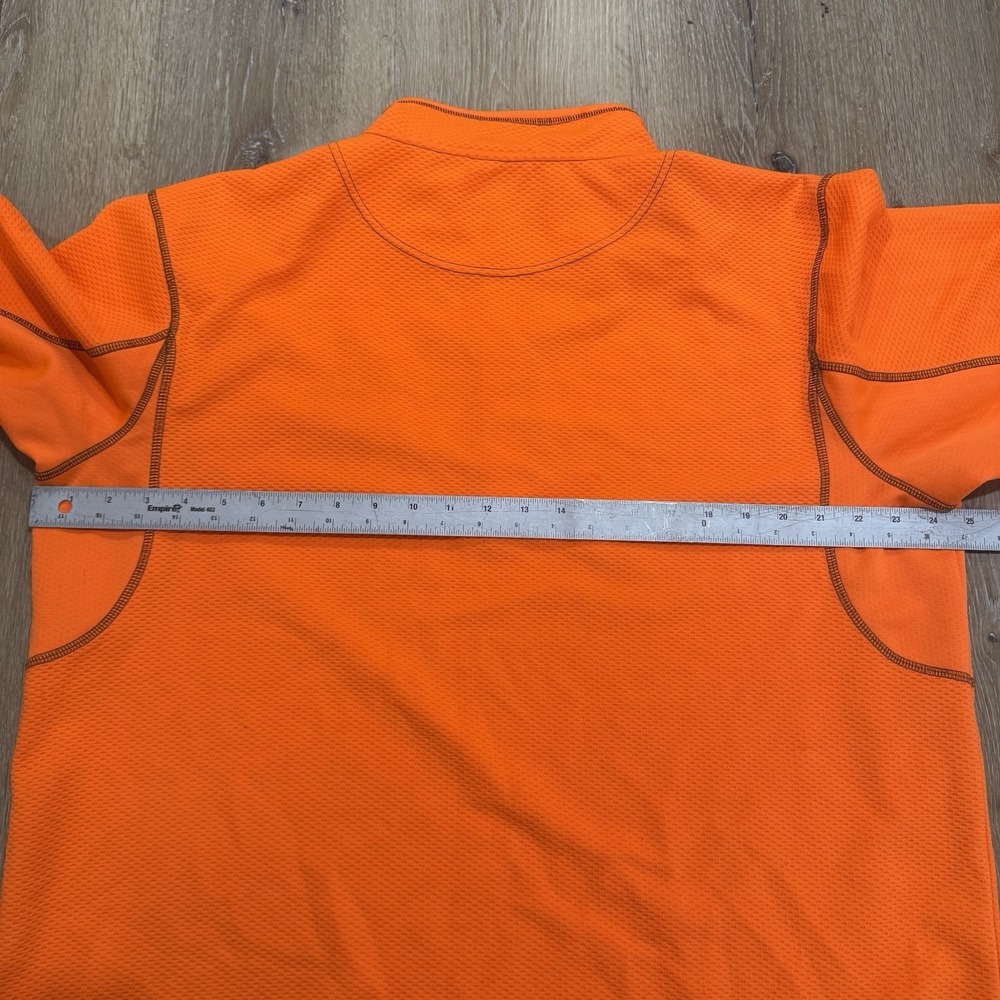 Mossy Oak Neon Orange Quarter Zip Pullover Sweater Men XL Trap Y2K Hunting Trend - Picture 10 of 12